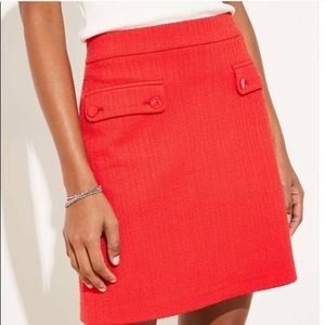 Red Textured Pocket Shift Skirt